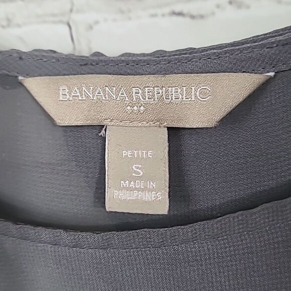 Banana Republic Petite Small Gray Silky Soft Sheer Open Back Blouse Minimalist - Picture 3 of 10